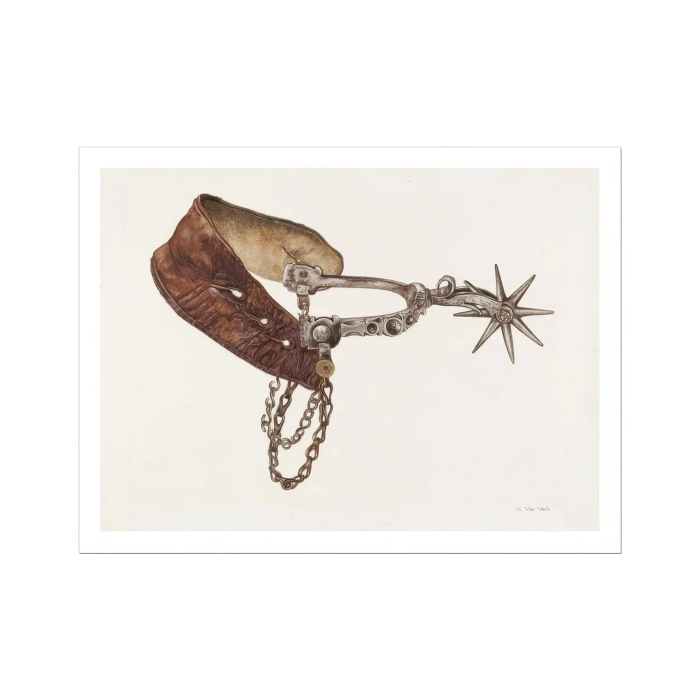 Leather Spur - Vera Van Voris 1930s Farmhouse Art Print