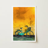 Lemon Lime - Hoi an Vietnam Bicycle Art Print / Canvas Teal Black Basket Classic Design Framed Textured, Arresting, Vietnam’s Past Prints