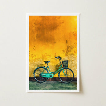 Lemon Lime - Hoi an Vietnam Bicycle Art Print / Canvas Teal Black Basket Classic Design Framed Textured, Arresting, Vietnam’s Past Prints