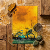 Lemon Lime - Hoi an Vietnam Bicycle Art Print / Canvas Teal Vintage-style Black Basket Handlebars Depicted Orange-yellow, Arresting,