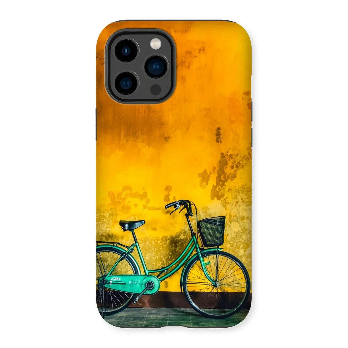 Lemon Lime - Hoi an Vietnam Bicycle Iphone Case, 14 Pro Max / Matte, Turquoise Bicycle Basket Yellow Wall
