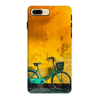 Lemon Lime - Hoi an Vietnam Bicycle Iphone Case, 8 Plus / Matte, Teal Bicycle Basket Parked Yellow Wall