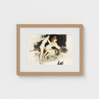 Les Sorcieres Ou Tandem - Jean Veber Art Print / Canvas Two Witches Fuse, Vebar, Ocher Air Prints