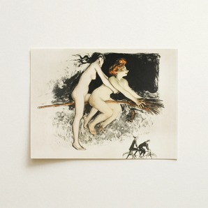 Les Sorcieres Ou Tandem - Jean Veber Art Print / Canvas, 16x12’’ / 41x31cm / Unframed / no Border, Posters Prints & Visual Artwork, Toby