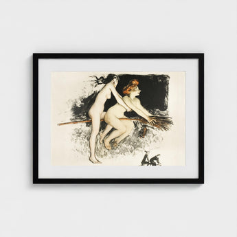 Les Sorcieres Ou Tandem - Jean Veber Art Print / Canvas Two Witches Fuse, Vebar, Ocher Air Prints