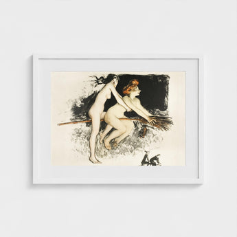 Les Sorcieres Ou Tandem - Jean Veber Art Print / Canvas Two Witches Fuse, Vebar, Ocher Air Prints