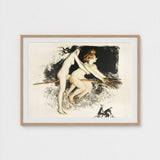 Les Sorcieres Ou Tandem - Jean Veber Art Print / Canvas Two Witches Fuse, Vebar, Ocher Air Prints