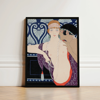 Les Trois Beautes De Mnasidika - George Barbier Art Print / Canvas Deco-style Framed Two Women Elegant Stylized, Deco Masterpiece Prints