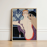 Les Trois Beautes De Mnasidika - George Barbier Art Print / Canvas Deco-style Framed Woman Purple Red Attire, Deco Masterpiece Prints