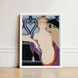Les Trois Beautes De Mnasidika - George Barbier Art Print / Canvas Artistic White Frame Two Women Deco, Masterpiece Prints