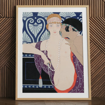Les Trois Beautes De Mnasidika - George Barbier Art Print / Canvas Art Deco-style Framed Print Two Figures Elegant Stylized George Barbier