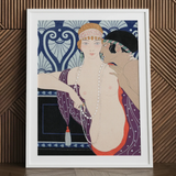 Les Trois Beautes De Mnasidika - George Barbier Art Print / Canvas Art Deco-style Framed Print Woman Purple Orange Attire George Barbier