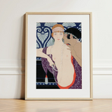 Les Trois Beautes De Mnasidika - George Barbier Art Print / Canvas Art Print Light Wood Frame White Deco Illustration George Barbier Art,