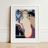 Les Trois Beautes De Mnasidika - George Barbier Art Print / Canvas Art Print White Frame Deco Illustration Two Women George Barbier Art,