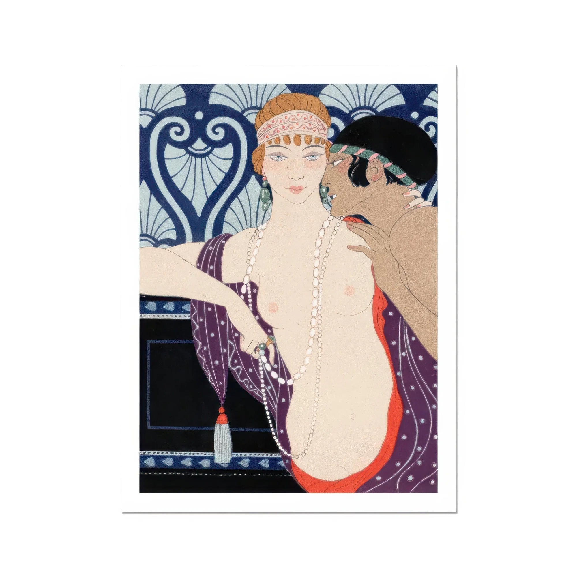 Les Trois Beautes De Mnasidika - George Barbier Art Print, Art Deco Style Illustration Two Figures 1920s Flapper-era