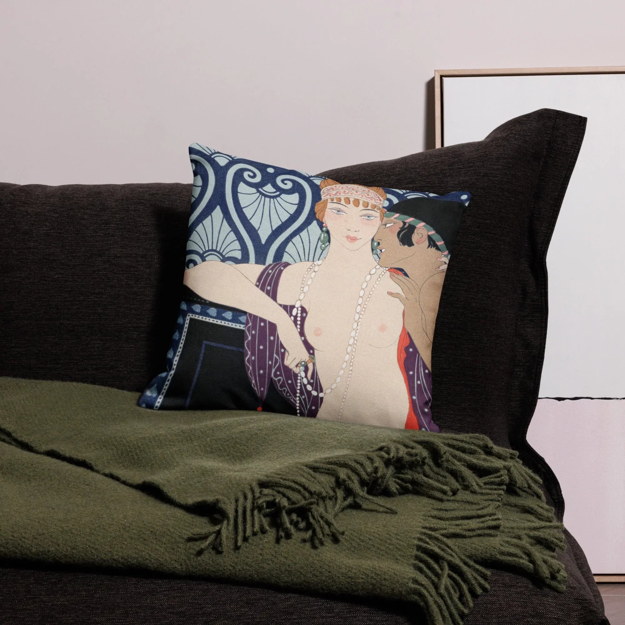 Les Trois Beautes De Mnasidika - George Barbier Pillow Throw Pillows