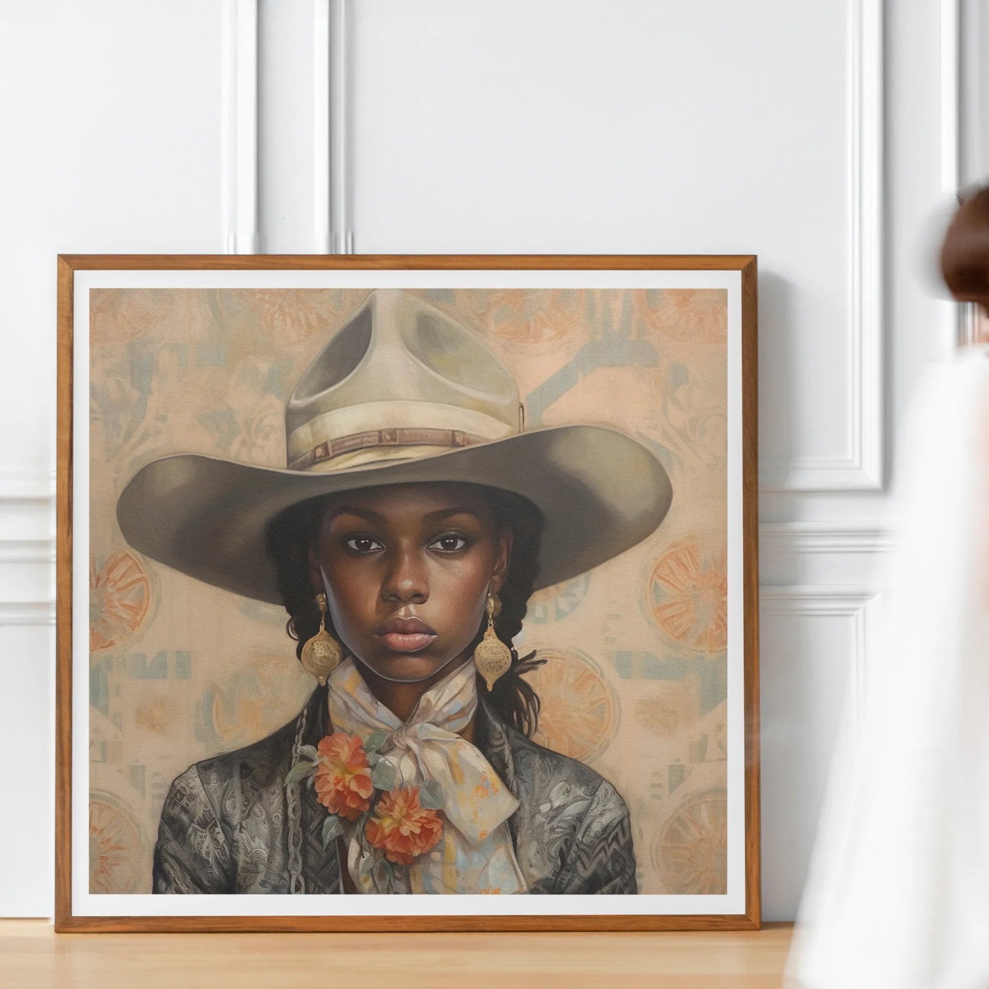 Letitia - Lesbian Black Cowgirl Art Print - Wlw Sapphic Femme - 40’x40’ - Posters Prints & Visual Artwork