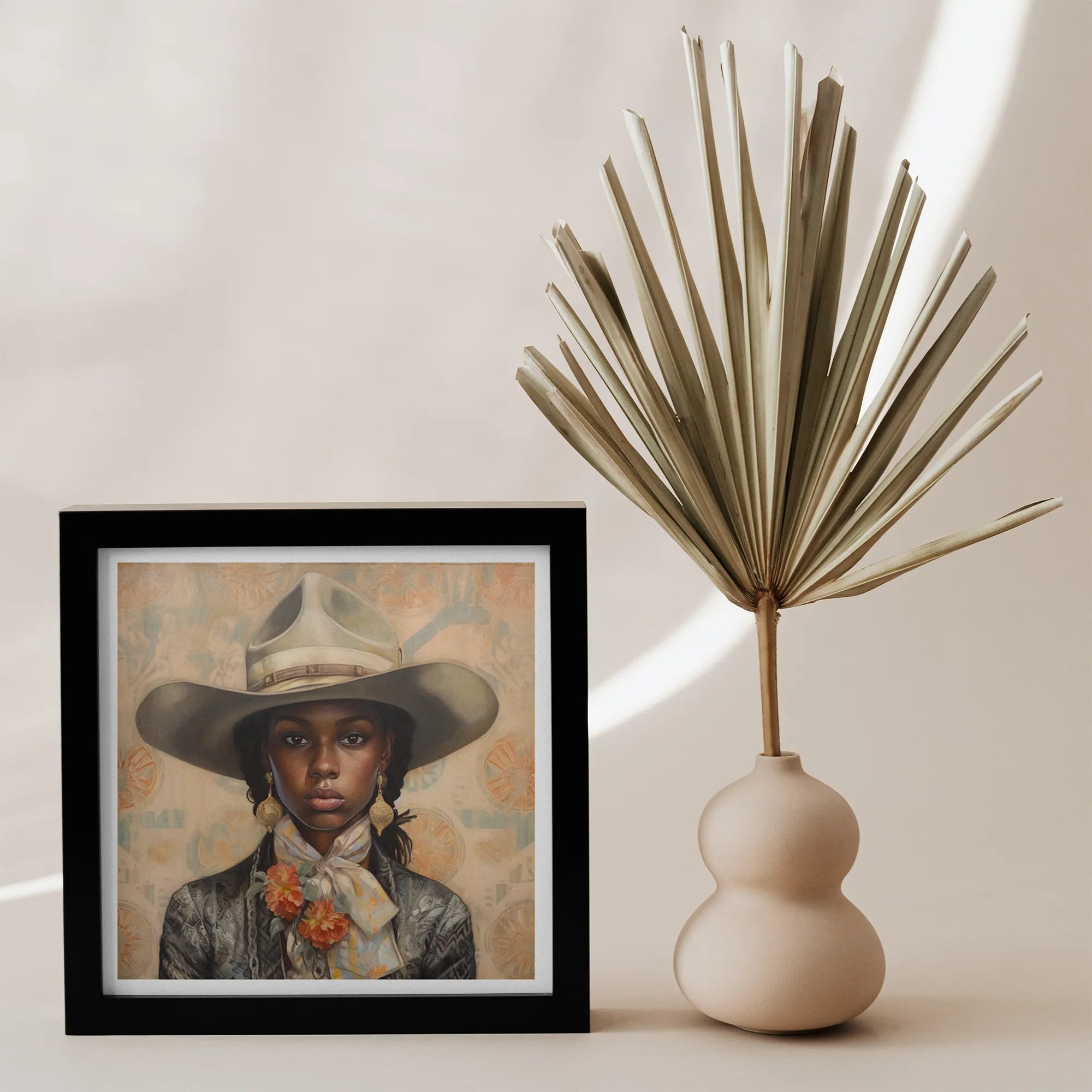 Letitia - Lesbian Black Cowgirl Art Print - Wlw Sapphic Femme - 12’x12’ - Posters Prints & Visual Artwork