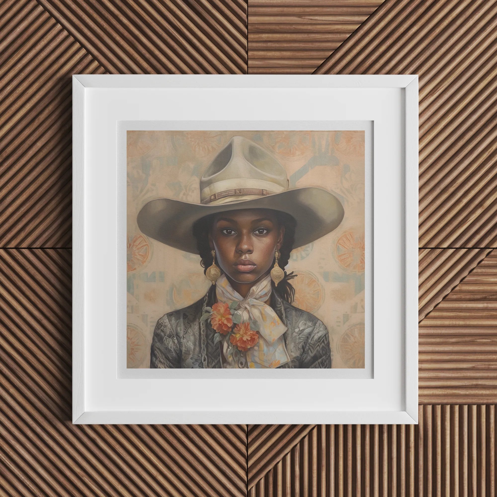 Letitia - Lesbian Black Cowgirl Art Print - Wlw Sapphic Femme - 16’x16’ - Posters Prints & Visual Artwork