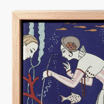 Framed Canvas Print Art Deco-style Illustration Two Women George Barbier’s L’étourdissant, Petit Poisson, Mesmerizing Underwater Realm