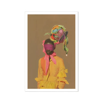 Liberty - Neo-baroque Afrofuturist Fashion Art Print, 20x30’’ / 51x76cm / Unframed, Abstract Portrait Colorful Headwear
