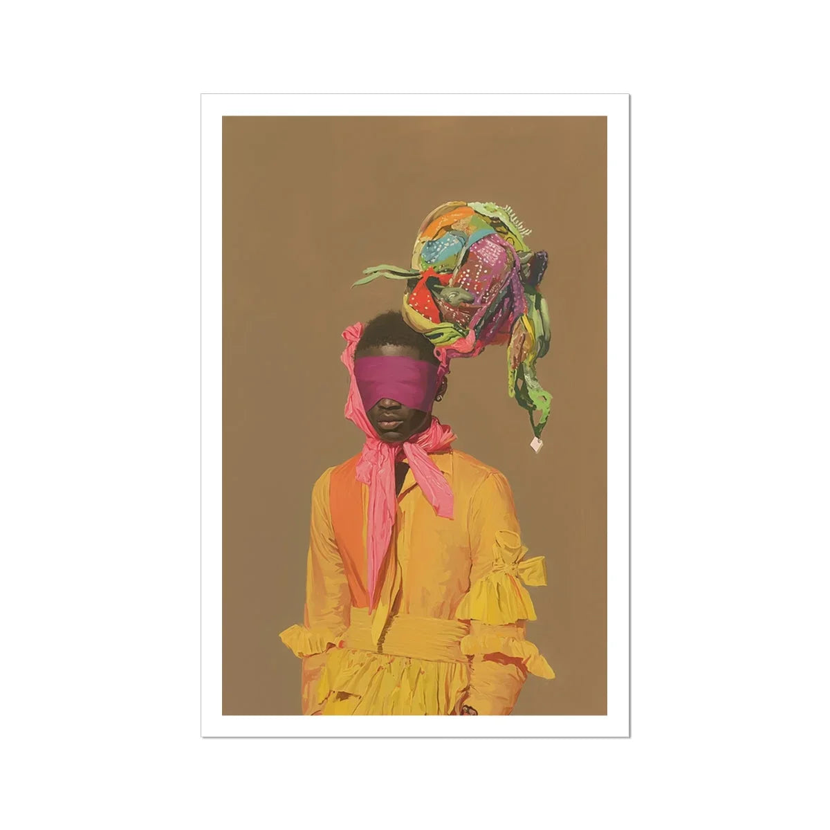 Liberty - Neo-baroque Afrofuturist Fashion Art Print, 20’’x30’’ / Unframed, Abstract Portrait Colorful Headwear