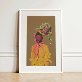 Liberty - Neo-baroque Afrofuturist Fashion Art Print / Canvas, 12x18’’ / 31x46cm / White Frame / Matboard, Posters Prints & Visual Artwork,