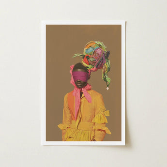 Liberty - Neo-baroque Afrofuturist Fashion Art Print / Canvas Framed Stylized Portrait Person Vibrant Yellow, Vintage, Prints