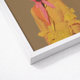 Framed Art Print Stylized Illustration Person Vibrant Yellow Afrofuturist Fashion, Vintage
