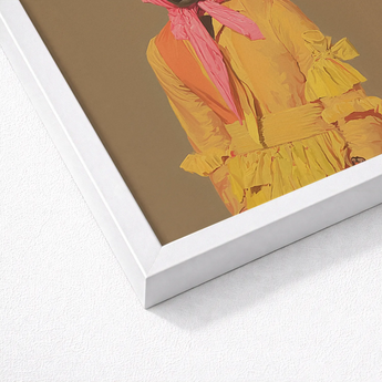 Framed Art Print Stylized Illustration Person Vibrant Yellow Afrofuturist Fashion, Vintage
