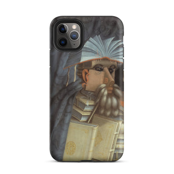 The Librarian - Giuseppe Arcimboldo Iphone Case, 11 Pro Max / Matte, Iphone Case Whimsical Illustration Bearded Man Made Books
