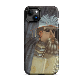 The Librarian - Giuseppe Arcimboldo Iphone Case, 15 Plus / Matte, Black Iphone Case Whimsical Book-themed Illustration Bearded Figure