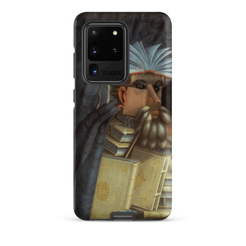 The Librarian - Giuseppe Arcimboldo Samsung Case, Galaxy S20 Ultra / Matte, Black Smartphone Case Fantasy Illustration Bearded Figure Stack