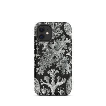 Lichenes Flechten - Ernst Haeckel Iphone Case, 12 Mini / Matte, Black Phone Case Lichen Pattern