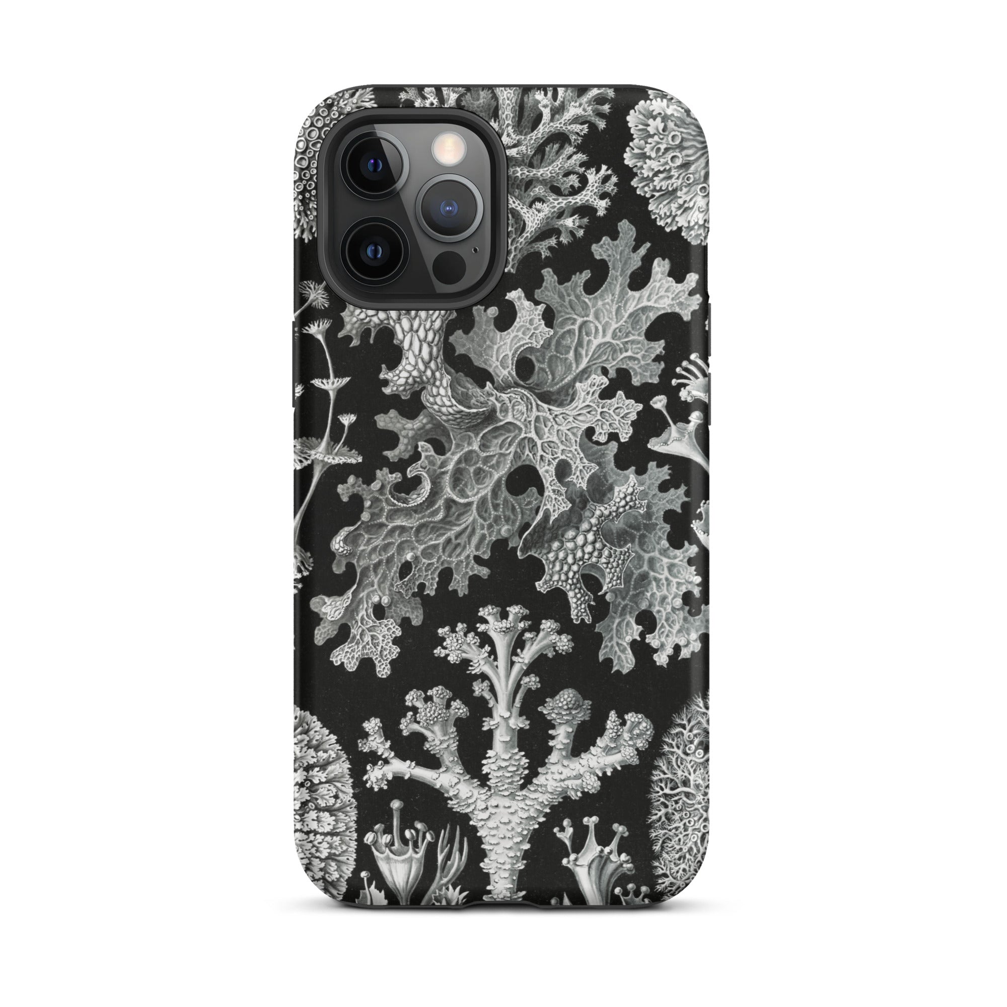 Lichenes Flechten Ernst Haeckel Iphone Case, 12 Pro Max / Matte, Black Phone Case Lichen Pattern