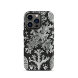 Lichenes Flechten - Ernst Haeckel Iphone Case, 13 Pro / Matte, Black White Lichen-patterned Phone Case
