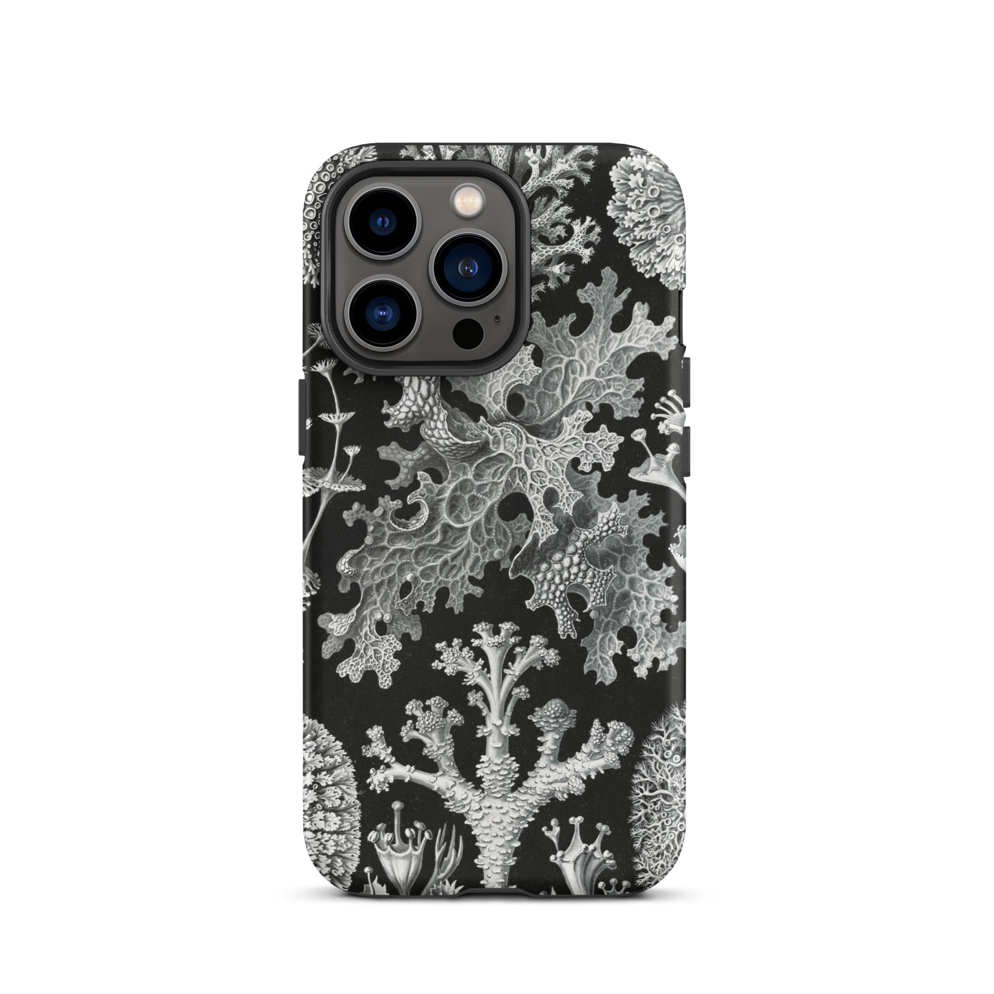 Lichenes Flechten Ernst Haeckel Iphone Case, 13 Pro / Matte, Black White Lichen Patterned Phone Case