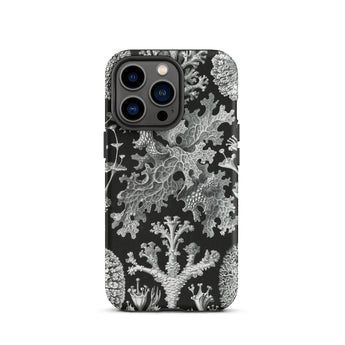 Lichenes Flechten - Ernst Haeckel Iphone Case, 13 Pro / Matte, Black White Lichen-patterned Phone Case