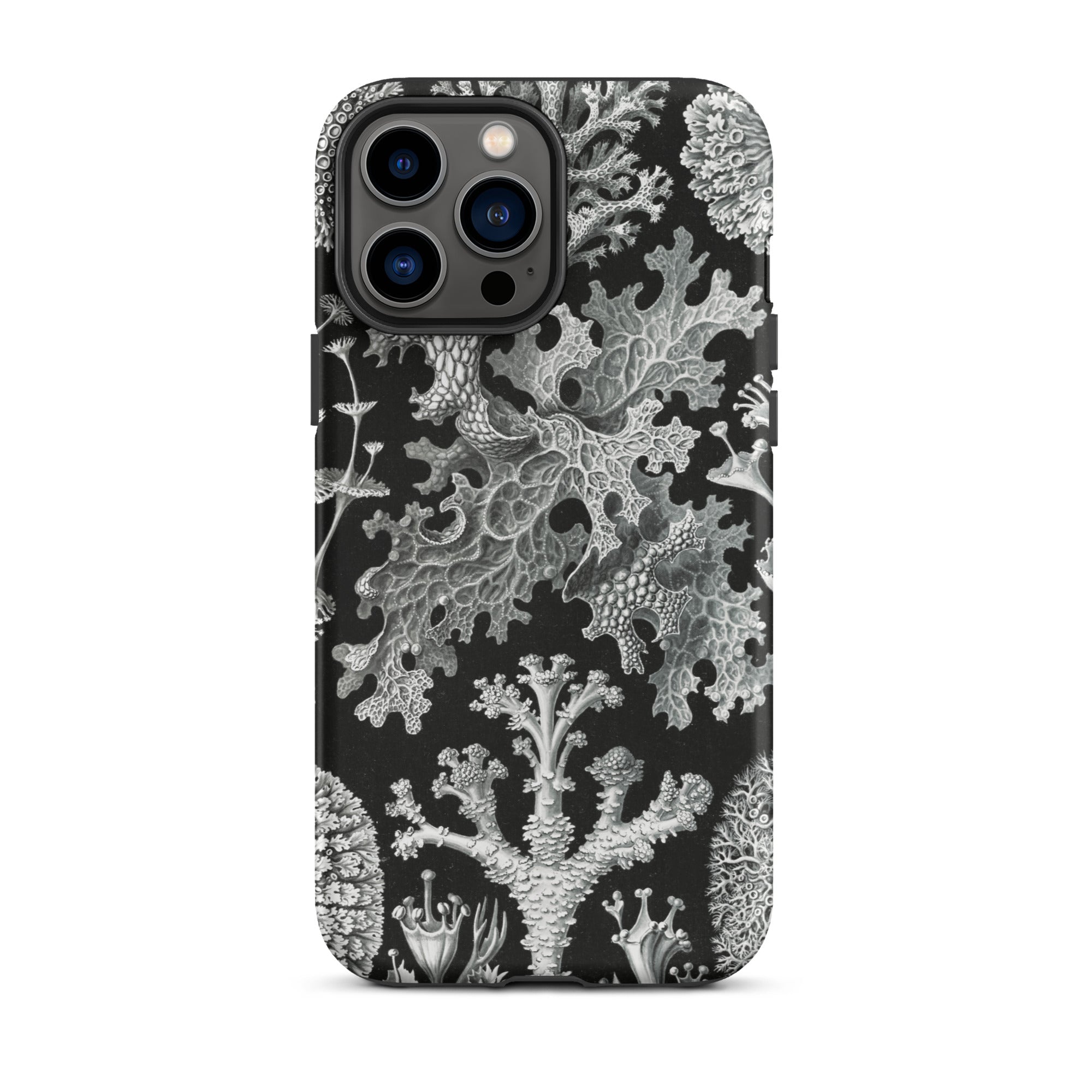 Lichenes Flechten Ernst Haeckel Iphone Case, 13 Pro Max / Matte, Black Phone Case Lichen Pattern