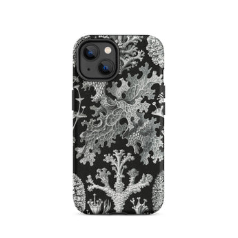 Lichenes Flechten - Ernst Haeckel Iphone Case, 14 / Matte, Black Phone Case Lichen Pattern