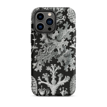 Lichenes Flechten - Ernst Haeckel Iphone Case, 14 Pro Max / Matte, Black Phone Case Lichen Pattern