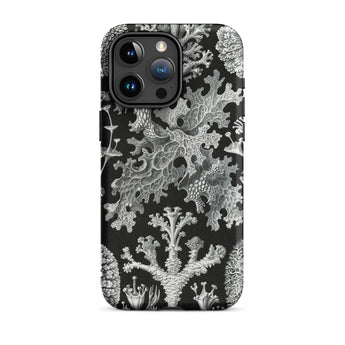 Lichenes Flechten - Ernst Haeckel Iphone Case, 15 Pro Max / Matte, Black Phone Case White Coral Pattern