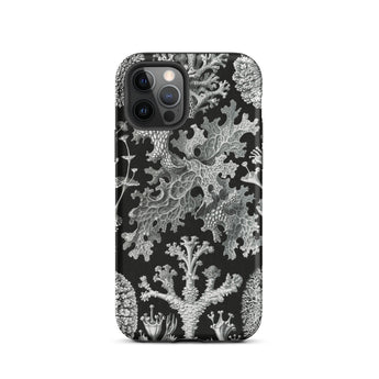 Lichenes Flechten - Ernst Haeckel Phone Case Iphone 12 Pro / Matte Black White Patterned Phone Case Haeckel Iphone Case, Ancient Stones,