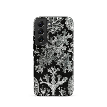 Lichenes Flechten - Ernst Haeckel Phone Case Samsung Galaxy S22 / Matte Black Phone Case Intricate Silver Coral Reef Pattern Haeckel Iphone