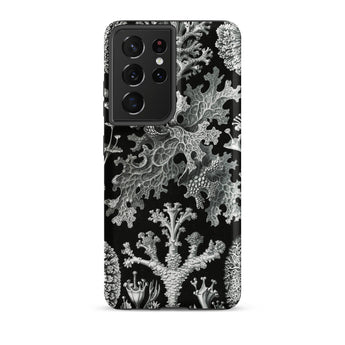Lichenes Flechten - Ernst Haeckel Phone Case Samsung Galaxy S21 Ultra / Matte Black Phone Case Intricate Silver Coral Sea Life Haeckel