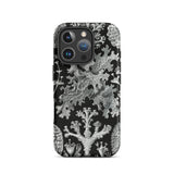 Lichenes Flechten - Ernst Haeckel Phone Case Iphone 16 Pro / Matte Black Phone Case White Coral Pattern Haeckel Iphone Case, Ancient