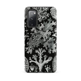 Lichenes Flechten - Ernst Haeckel Samsung Case, Galaxy S20 Fe / Matte, Black Smartphone Case Detailed White Pattern Coral Lichen-like