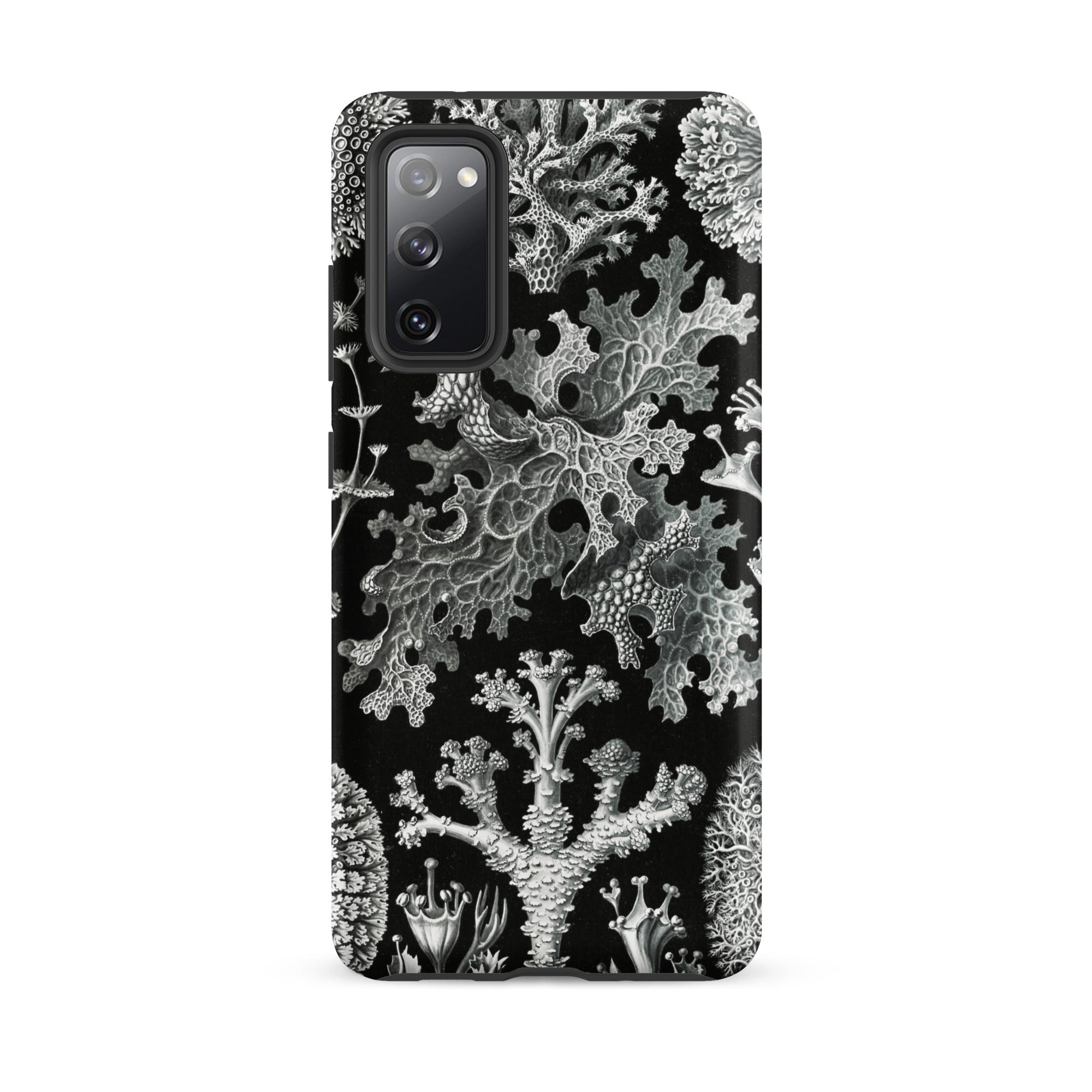 Lichenes Flechten Ernst Haeckel Samsung Case, Galaxy S20 Fe / Matte, Black Smartphone Case Detailed White Pattern Coral Lichen Like