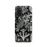 Lichenes Flechten - Ernst Haeckel Samsung Case, Galaxy S20 / Matte, Black Smartphone Case White Coral Lichen Pattern