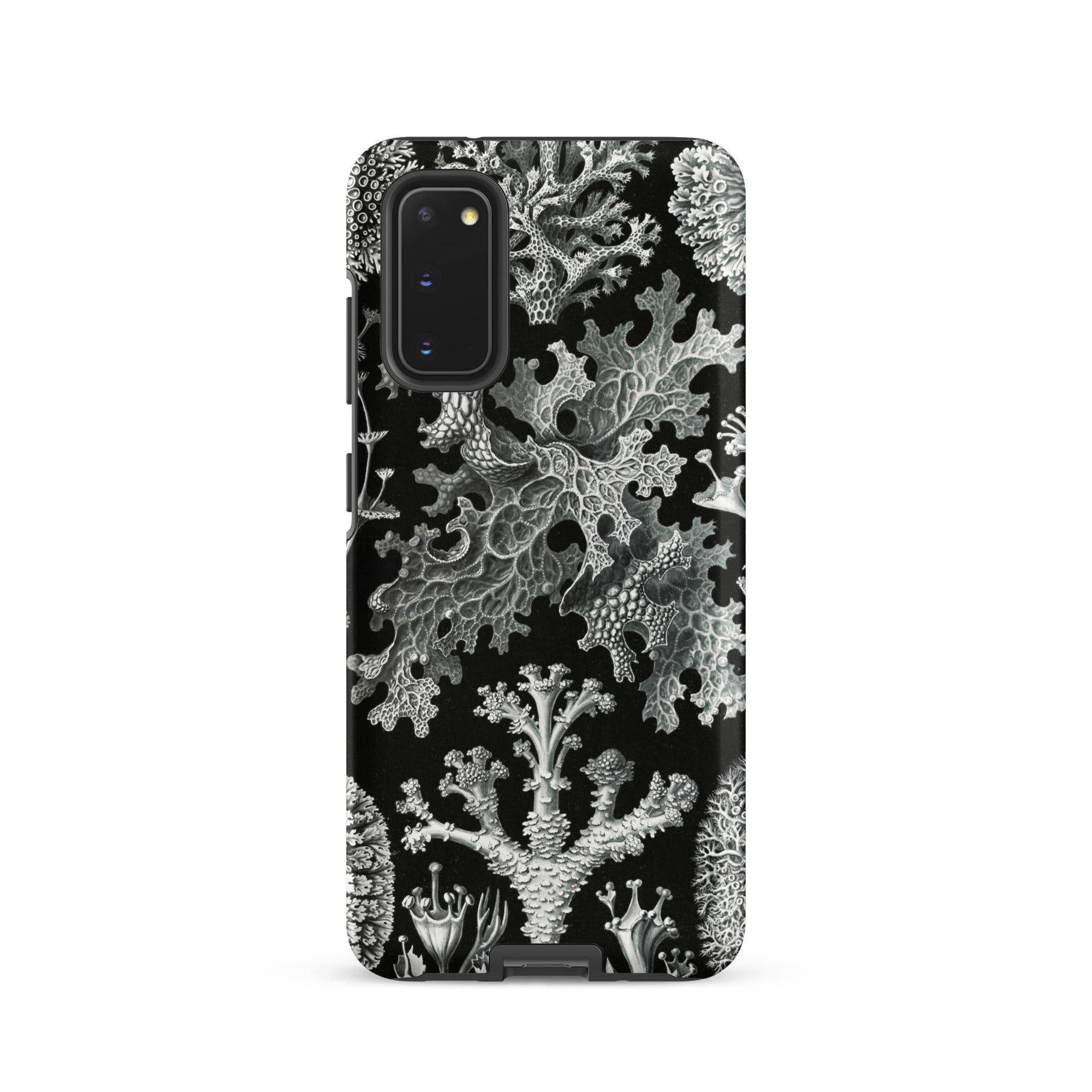 Lichenes Flechten Ernst Haeckel Samsung Case, Galaxy S20 / Matte, Black Smartphone Case White Coral Lichen Pattern
